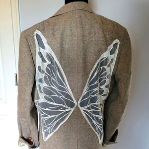 TRICIA FIX Vintage Blazer With Butterfly Sheer Design. Sz M. NWOT